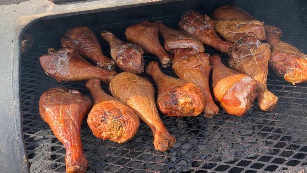 Turkey Legs · Slow Smoked and seasoned to perfection. Guaranteed to shake off the bone it's so tender