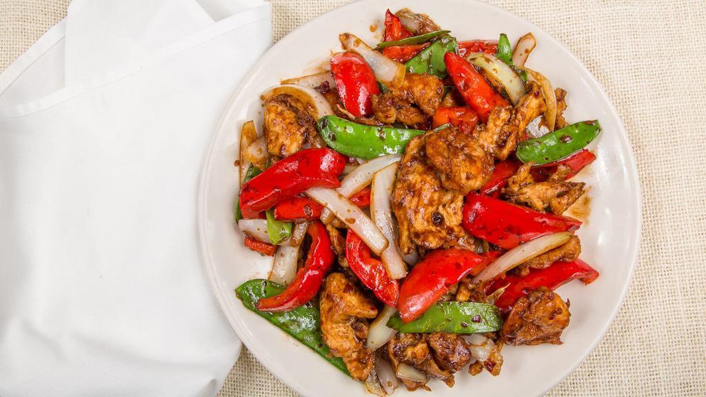 Szechuan Twin Twist · Spicy. Tender sliced chicken and jumbo shrimp sautéed with snow peas, onions, and red bell peppers. Served with ma-la specialty spicy sauce.