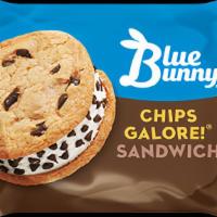 Chips Galore · Vanilla ice cream between 2 chocolate chip cookies, edged with mini chocolate chips