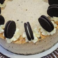 Oreo Cookies & Cream Cheesecake · Oreo cookies and cream flavored NY style cheesecake.