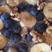Chia Pudding · Gluten free. Homemade chia pudding topped with fresh fruit and walnuts.