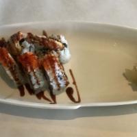 Tempura Roll · Tempura shrimp, cucumber, masago.