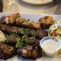 Kebab House Mixed Grill (For 1-2) · 1 chicken shish, 1 lamb doner kebab, 1 adana kebab, 2 lamb chops, 2 kofte kebab (serves 1-2).