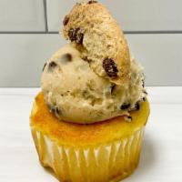 Cookie Dough Cupcake · Vanilla cake filled with edible cookie dough and topped with cookie dough buttercream and a ...