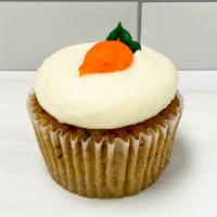 Carrot Cupcake · Carrot cake topped with cream cheese icing
