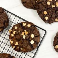 Double Chocolate Chip Cookie · Chocolate cookie with white chocolate chips and semi sweet chocolate chips