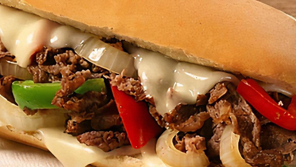 Philly Cheese Steak (Regular) · Steak, grilled sautéed onions, bell pepper, mushroom, and American Swiss cheese. 540 cal.