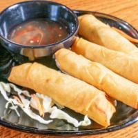 Cheese Rolls · Cream cheese mixed with shredded carrots, cilantro, and green onions and wrapped with thin p...