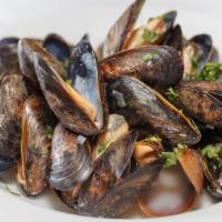 La Rochelle Pei Mussels · Steamed mussels, white wine, onion, celery, garlic, thyme.