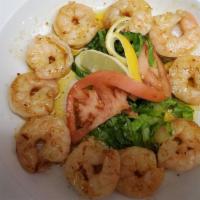 Grill Shrimp · Served with white rice and sautéed mixed veggies.