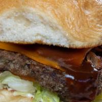 Mcdowell Burger · Hickory smoked bacon, melted cheddar cheese and BBQ sauce, house made ranch, lettuce, tomato...