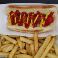 Classic Hotdog · Classic beef or pork brightleaf hotdog topped ketchup, mustard (add relish optional)
Add chi...