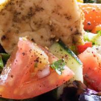 Fattoush Salad · Marinated tomato, cucumber, green, yellow, and red peppers, scallions, red onions, parsley, ...