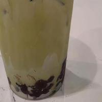 Matcha Milk With Red Bean · 