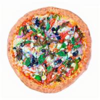 Large Super Veggie Pizza And Wings · Delightful mix of market-fresh mushrooms, tomatoes, spinach, artichokes, broccoli, red onion...