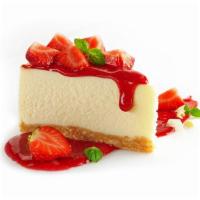 New York Cheese Cake · Delicious, rich, creamy, and strawberry topping on request.