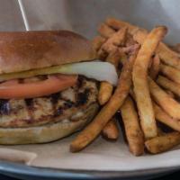Grilled Or Blackened Chicken Sandwich · Blackened or grilled boneless chicken breast, mayonnaise, mustard, lettuce, tomato and pickle.