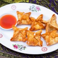 Crab Delight (6 Pieces) · Crispy wontons filled with cream cheese, scallion, and imitation crab.  Served with sweet an...
