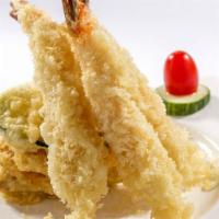 Shrimp & Vegetable Tempura App · 3 pcs shrimp and three pcs vegetable.