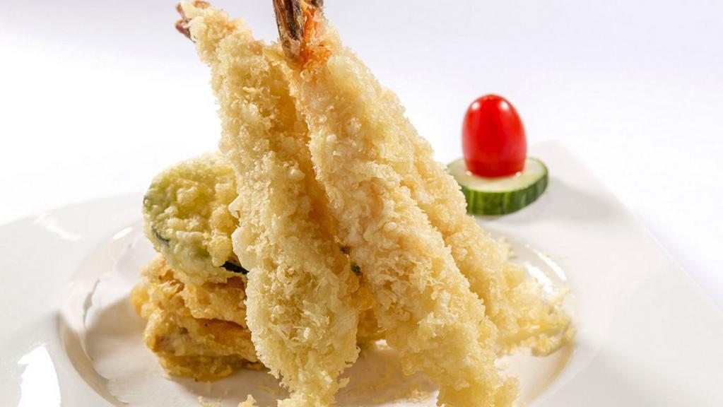 Shrimp & Vegetable Tempura App · 3 pcs shrimp and three pcs vegetable.
