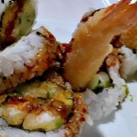 Shrimp Tempura Roll · Shrimp tempura, cucumber and masago.