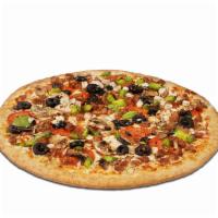 Gatti’S Deluxe Pizza · Smoked provolone cheese, pepperoni, mild sausage, fresh mushrooms, white onions, bell pepper...