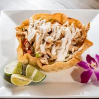 Fajita Taco Salad  · Crispy �tortilla bowl Filledwith your choice of grilled chicken or steak, cheese, beans, let...