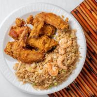 Chicken Wings With Shrimp Fried Rice · 