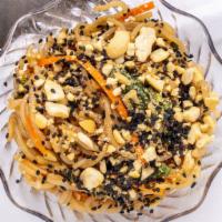 Pad Thai Noodles · Sweet potato noodles, carrots, cucumber, spinach, cilantro, garlic, sesame seeds and cashews...