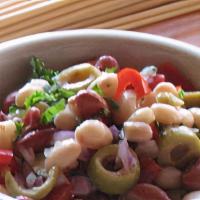 White Bean Salad · A delightful mixture of white beans, parsley, green olives, onions in lemon oil vinaigrette.