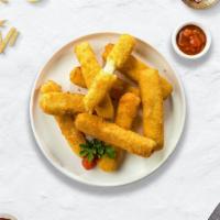 Mozzarella Sticks · Mozzarella cheese dipped in batter and deep fried to perfection