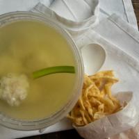 Seafood Wonton Soup · Served with crispy noodles.