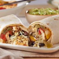 Chicken Burrito · Marinated grilled chicken, rice, beans, Monterey and Cheddar cheese, sour cream, Pico de Gal...