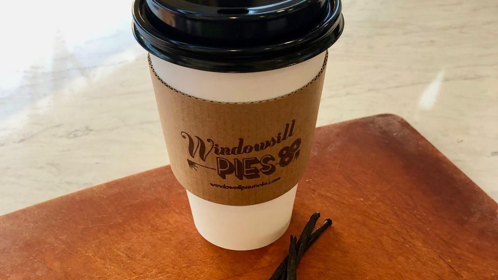 Madagascar Vanilla Bean Latte · With house-made syrup, made with vanilla beans from Madagascar and Louisiana brown sugar.  Rather than using processed vanilla syrup, our chef created an all-natural recipe to highlight the warm flavor of pure vanilla beans.  16 Ounces.