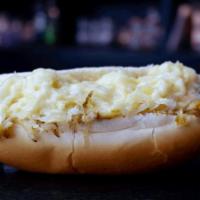 Reuben Dog · Spicy brown mustard, sauerkraut, 1000 island, and swiss cheese