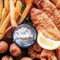 Fried Flounder Platter · Southern fried flounder with choice of 2 sides.