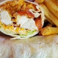 Buffalo Chicken Wrap · Our chicken fingers tossed in your choice of Buffalo sauce, with lettuce, tomato & cheese wi...