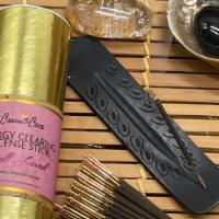 Well Loved Energy Clearing Incense Stick · 100] 6-inch sticks and carved wooden ash. Citrus, tropical, musk.

hand-dipped incense stick...