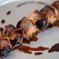 Devils On Horseback · Gluten free. Bacon-wrapped goat cheese stuffed figs, aged balsamic.