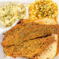 Croaker Fish Platters · Includes two sides.