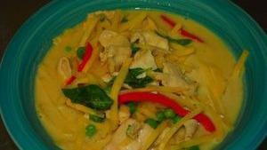 Yellow Curry · Yellow curry paste with coconut milk, carrots, onions and potatoes spicy.