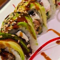 Caterpillar Roll · BBQ eel, cream cheese and cucumber topped with avocado.