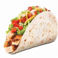 Chicken Soft Taco · 180 cal. A soft flour tortilla filled with grilled chicken, lettuce, cheddar cheese, and pic...