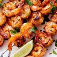Grilled Shrimp Kebab Plate · Shrimp marinated and skewered on a charcoal grill. Served with two sides of your choice of h...