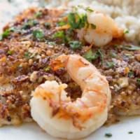 Red Snapper Fillet And Grilled Shrimp · 8oz seasoned fish snapper fillet , Grilled shrimp with shawarma seasonings. Served with two ...