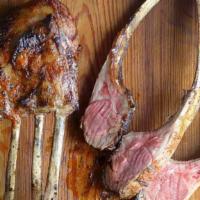 Rack Of Lamb Platter · Four pieces. Fresh lamb chops marinated with olive oil, herbs, and spices.  Served with two ...