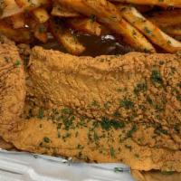 Jessie'S Fish N Chips · Choose your fried or grilled fish-Whiting, Tilapia or Catfish. Served with seasoned fries an...
