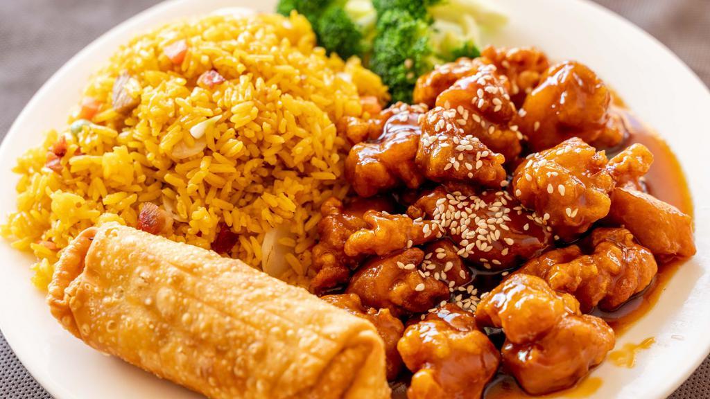 Sesame Chicken · Hot. Chunks of chicken stir-fried with our chef's sesame seed and hot garlic sauce.