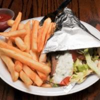 Phoenix Gyro Combo · Marinated and grilled chicken breast in hot pita with lettuce, tom and tzatziki. Served with...
