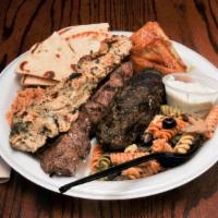 Tripoli Platter · Three kabobs and three sides of your choice.